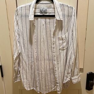 Rails Ivory and Navy Striped Button-Down Shirt